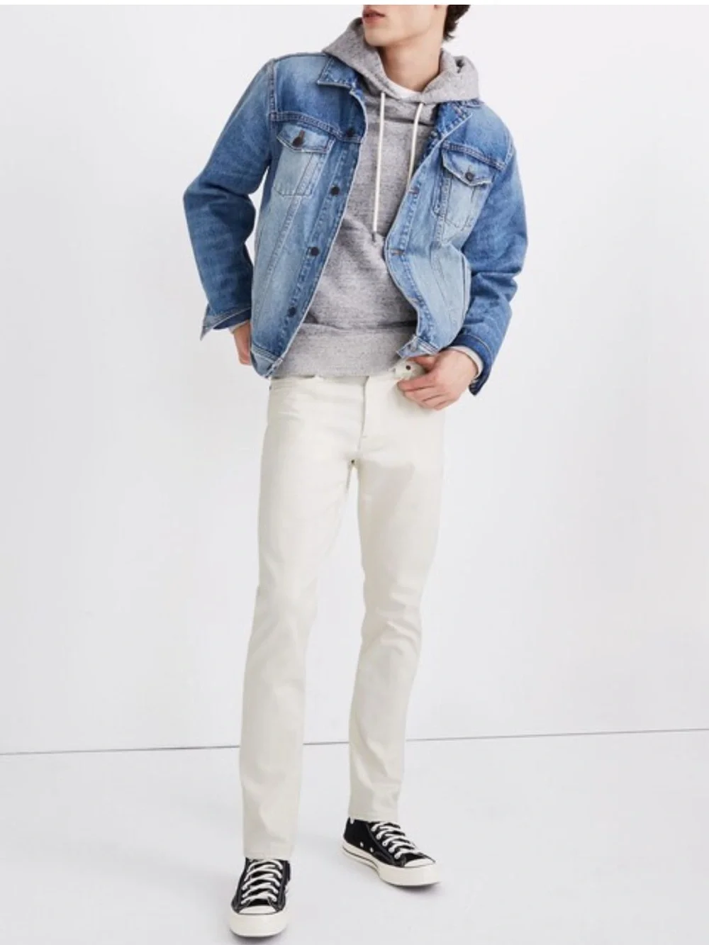 Madewell Men's Slim Authentic Flex Jeans in Lighthouse Wash Off White Size 31x30